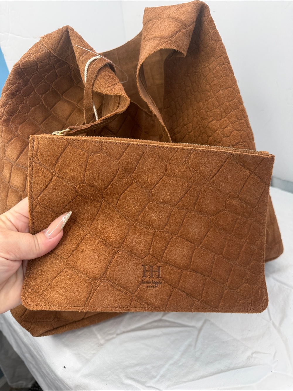 Haute Hippie Croc-Embossed Suede festival  Bag - Picture 8 of 12